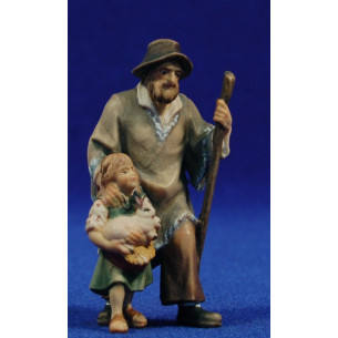 Pastore con bambina 8 cm legno dipinto