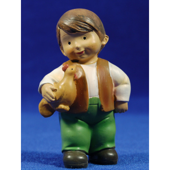 Pastor con gallina naïf 10 cm marmolina Oliver