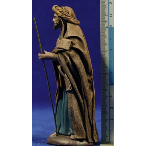 Pastor anciano y bastón 12 cm ropa y barro Figuralia