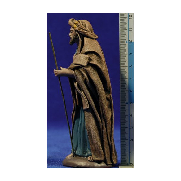 Pastor anciano y bastón 12 cm ropa y barro Figuralia