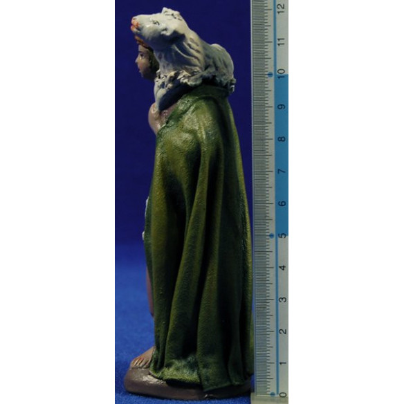Pastore con agnello 12 cm  stoffe e terracotta Figuralia