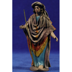 Pastore con palo 12 cm stoffe e terracotta Figuralia