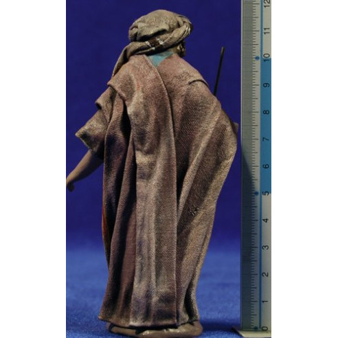 Pastor con bastón 12 cm ropa y barro Figuralia