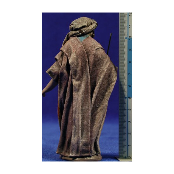 Pastor con bastón 12 cm ropa y barro Figuralia