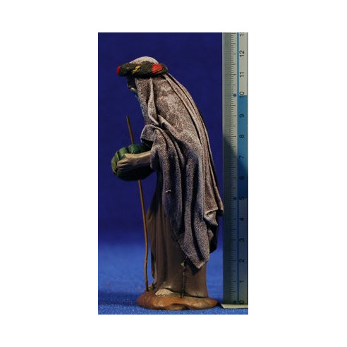 Pastor anciano con calabaza 12 cm ropa y barro Figuralia