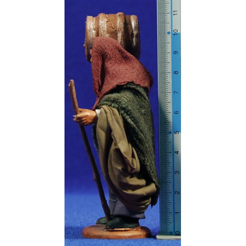 Shepherd with wine bottle and stick 10 cm clay and clothes