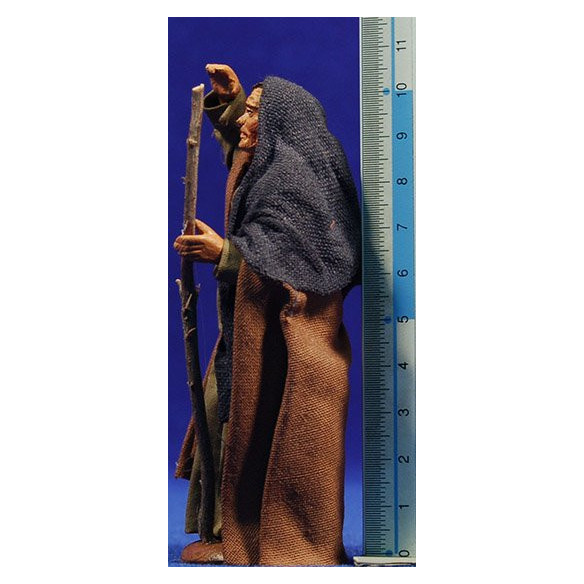 Pastore che guarda lonatno 10 cm stoffe e terracotta