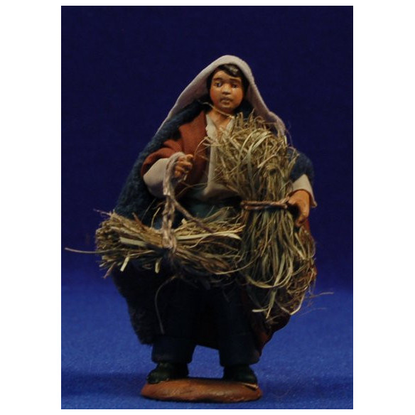 Shepherd with straw 10 cm clay and clothes