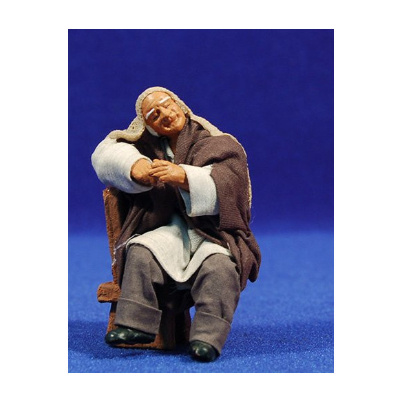 Shepherd sleeping on a chair 10 cm clay and clothes