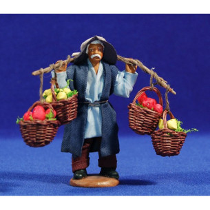 Portatore che porta cesti frutta 10 cm stoffe e terracotta