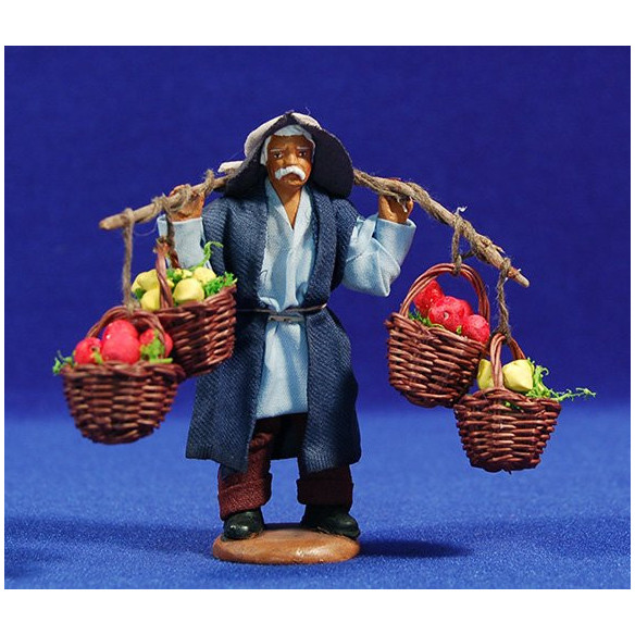 Portatore che porta cesti frutta 10 cm stoffe e terracotta
