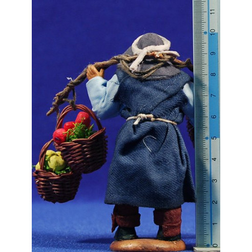 Shepherd with fruits on baskets 10 cm clay and clothes