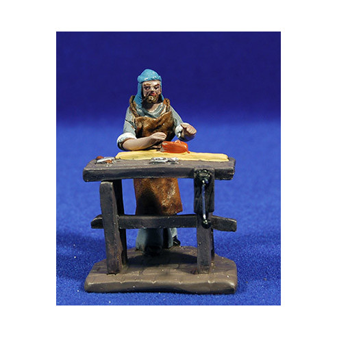 Pastore falegname con tavola 8 cm stoffe e terracotta Figuralia