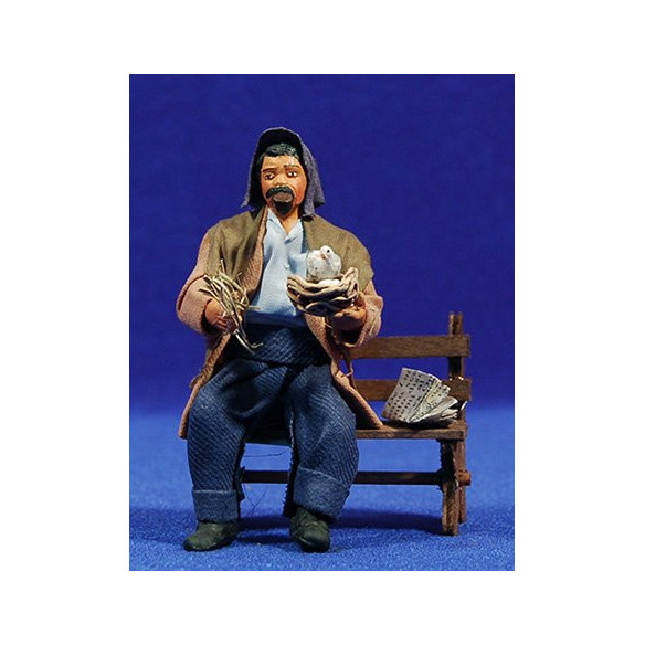 Shepherd seating in a bank with pipe 10 cm clay and clothes