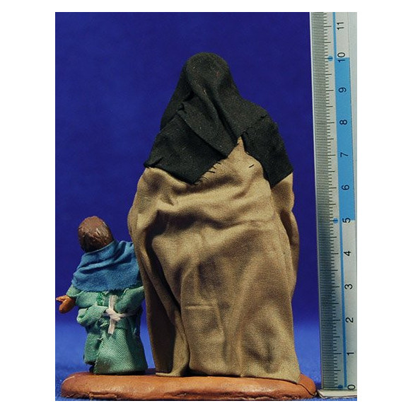 Pastor con niño 10 cm ropa y barro