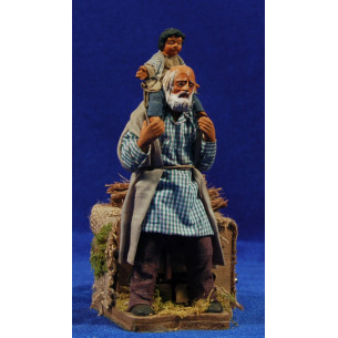 Uomo con bimbo movimento 12 cm stoffa e terracotta
