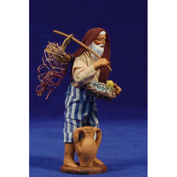 Pescatore 13 cm stoffe e terracotta