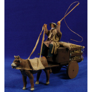 Shepherd in a cart movement 12 cm clay and clothes