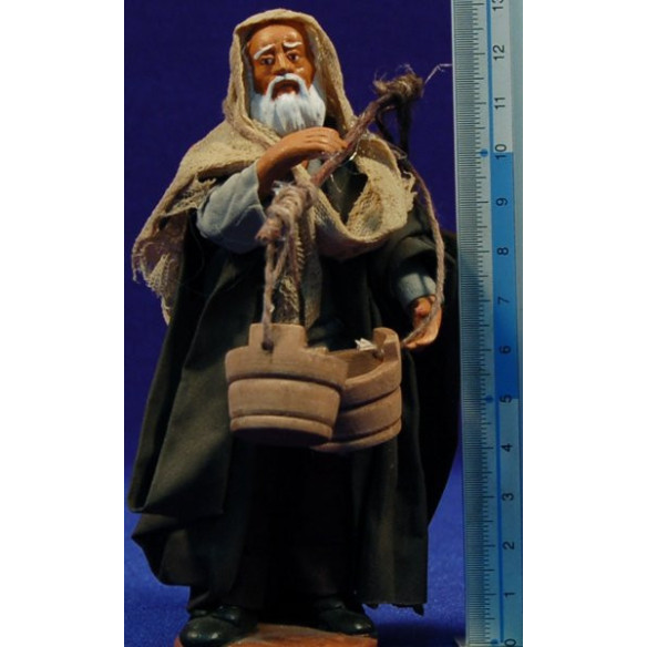 Shepherd with jars ans bucket 13 cm clay and clothes