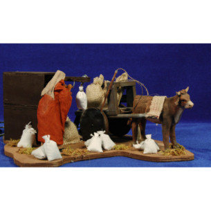 Shepherd loading a cart movement 12 cm clay and clothes