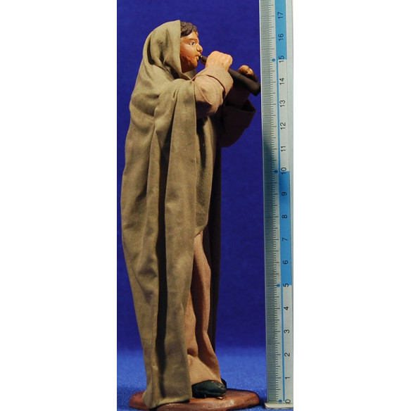 Shepherd musician with flute 15 cm clay and clothes