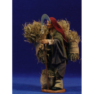 Pastore con fascina paglia e falce 16 cm fango e fango