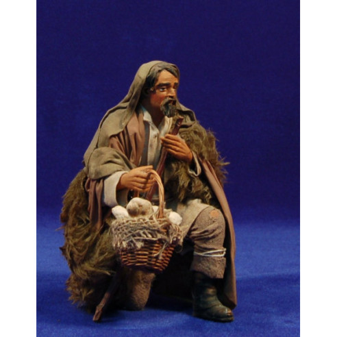 Shepherd addoring with bread basket 20 cm clay and clothes