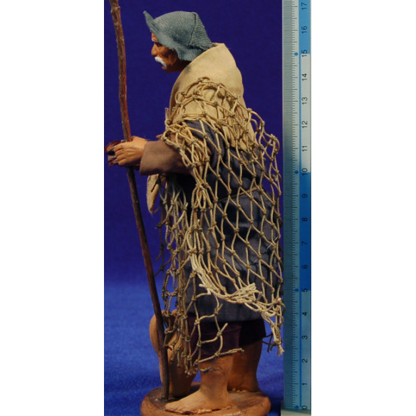 Pastor pescador 16 cm ropa y barro