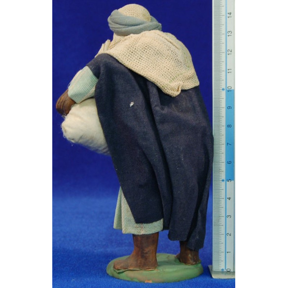 Pastore con sacc0 14 cm stoffe e terracotta