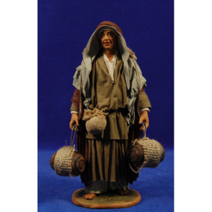 Pastore due botti appese 25 cm stoffe e terracotta