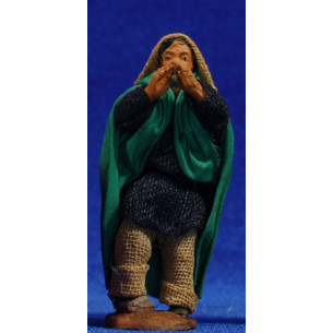 Pastor músico con flauta 6 cm ropa y barro