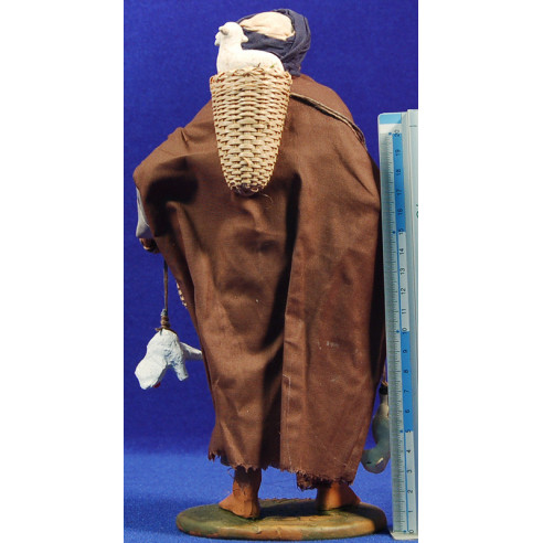 Pastore con galline e agnelli appesi 25 cm stoffe e terracotta