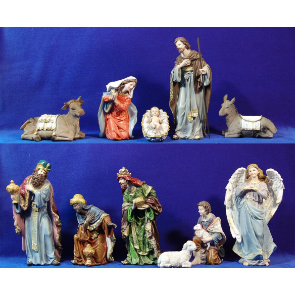 Nacimiento con reyes y pastor M2 29-30 cm resina
