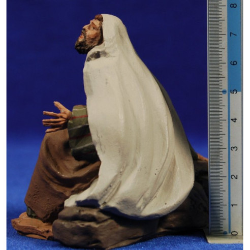 Pastor assegut 12 cm pasta ceràmica Hermanos Cerrada