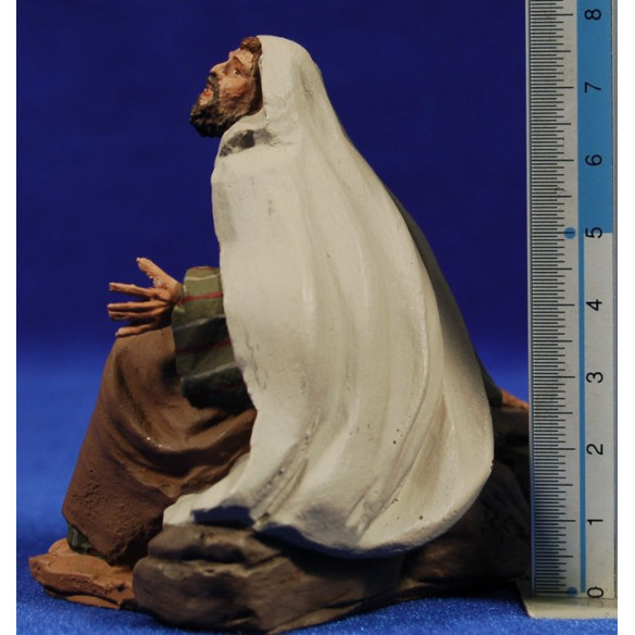 Pastor assegut 12 cm pasta ceràmica Hermanos Cerrada