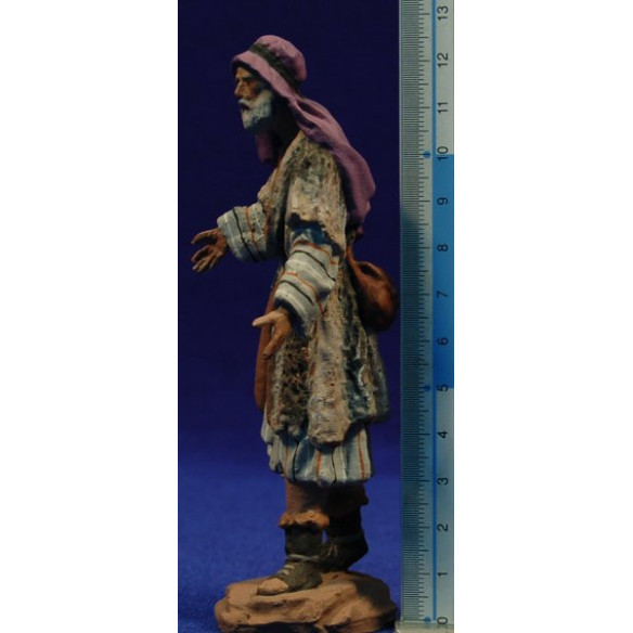 Pastore vecchio con vestiti lana 12 cm pasta ceramica Hermanos Cerrada