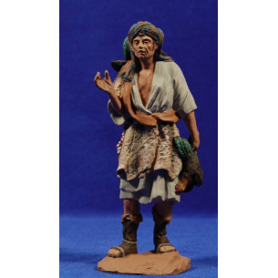 Shepherd with chicken 16 cm ceramic paste Hermanos Cerrada