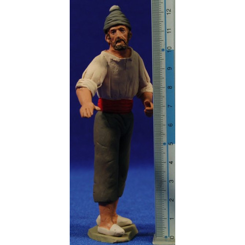 Nacimiento marinero sentado 12 cm barro pintado Delgado