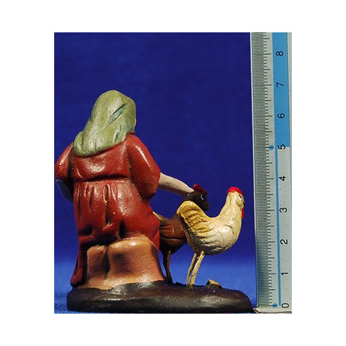 Pastora con galline 7 cm terracotta dipinte Figuralia