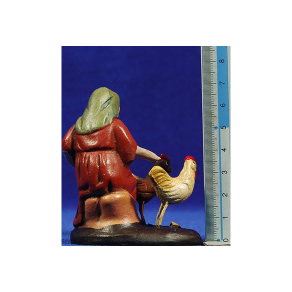Pastora con galline 7 cm terracotta dipinte Figuralia
