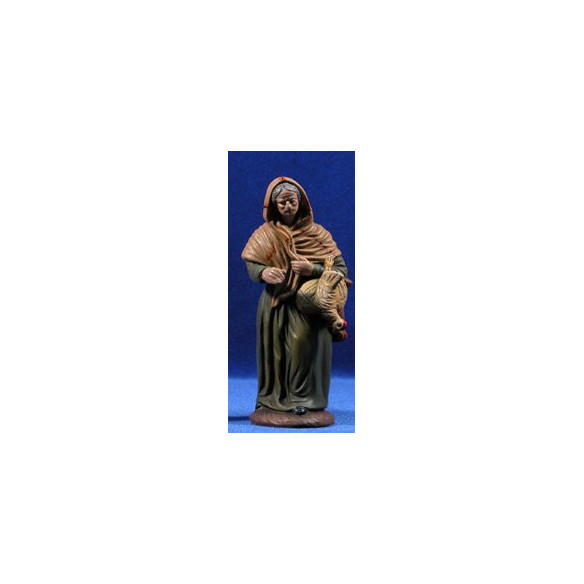 Woman with chicken 16 cm clay painted Figuralia