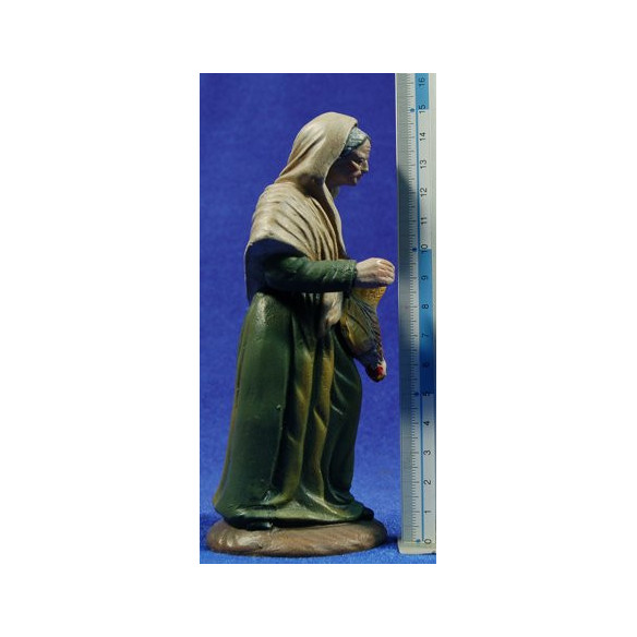 Woman with chicken 16 cm clay painted Figuralia