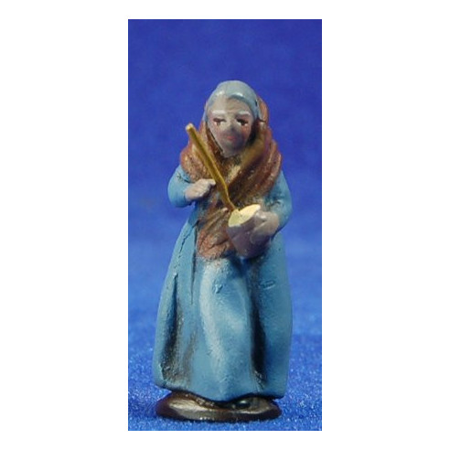 Woman with zambomba 5 cm clay painted Figuralia