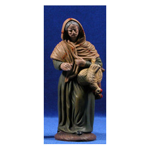 Pastora con gallina 16 cm barro pintado Figuralia