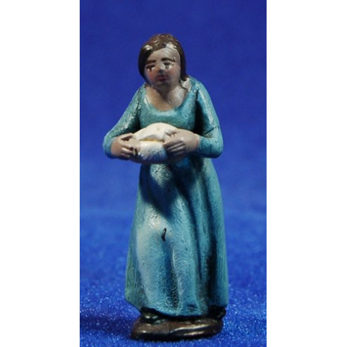 Pastora con pane 5 cm terracotta dipinte Figuralia
