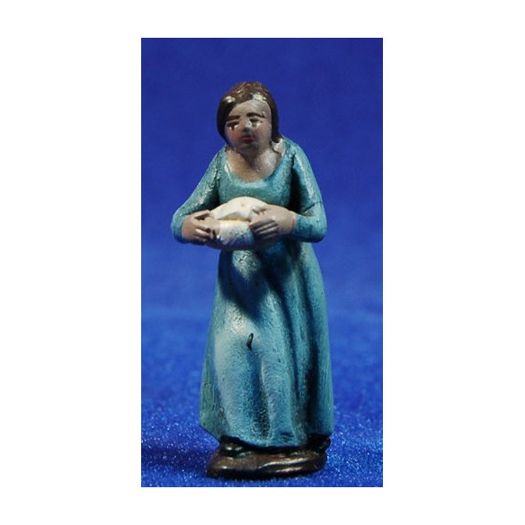 Pastora con pan 5 cm barro pintado Figuralia