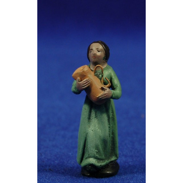 Woman with pottery  5 cm clay painted Figuralia