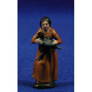 Pastora amb gall d'indi 5 cm fang pintat Figuralia
