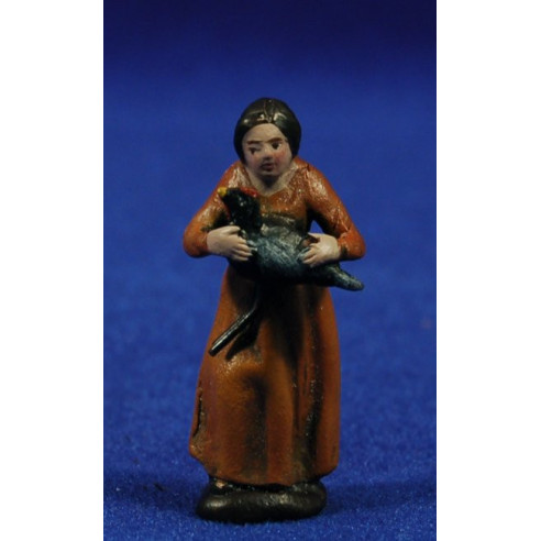 Pastora amb gall d'indi 5 cm fang pintat Figuralia