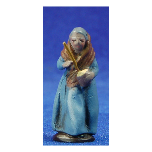 Pastora con zambomba 5 cm barro pintado Figuralia